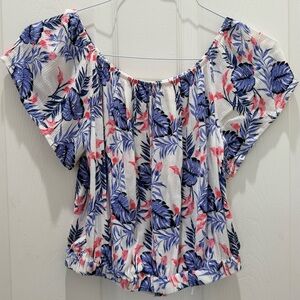 Elodie Blue and Pink Floral Blouse Junior Large